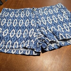 Blue Patterned Women's Shorts Size Med